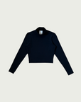 Exaggerated Mock Neck Top in Black