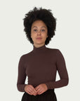 Exaggerated Mock Neck Longline in Brown