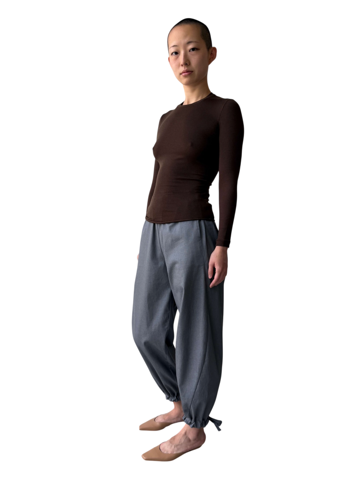 Wool Jewel Neck Long Sleeve Shirt