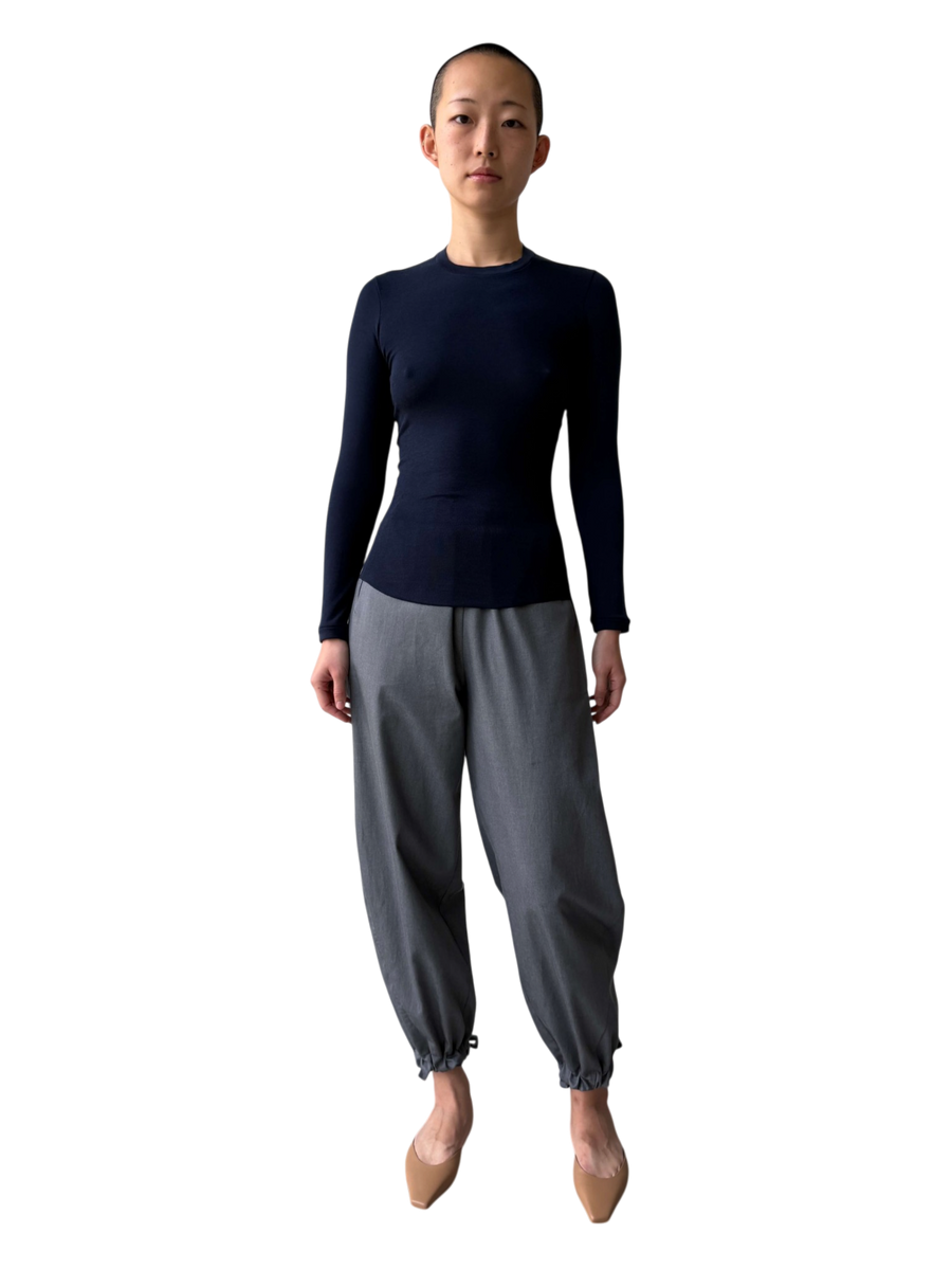 Wool Jewel Neck Long Sleeve Shirt