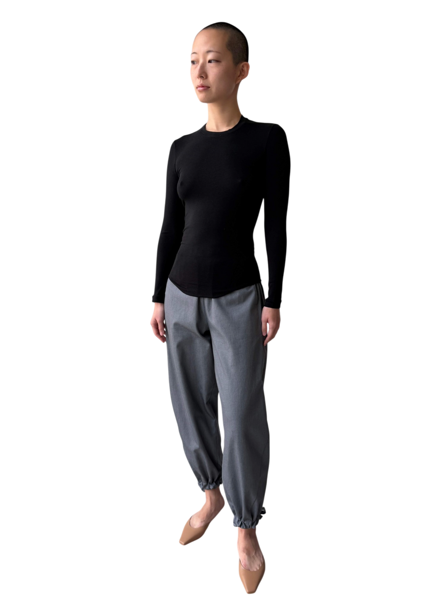 Wool Jewel Neck Long Sleeve Shirt