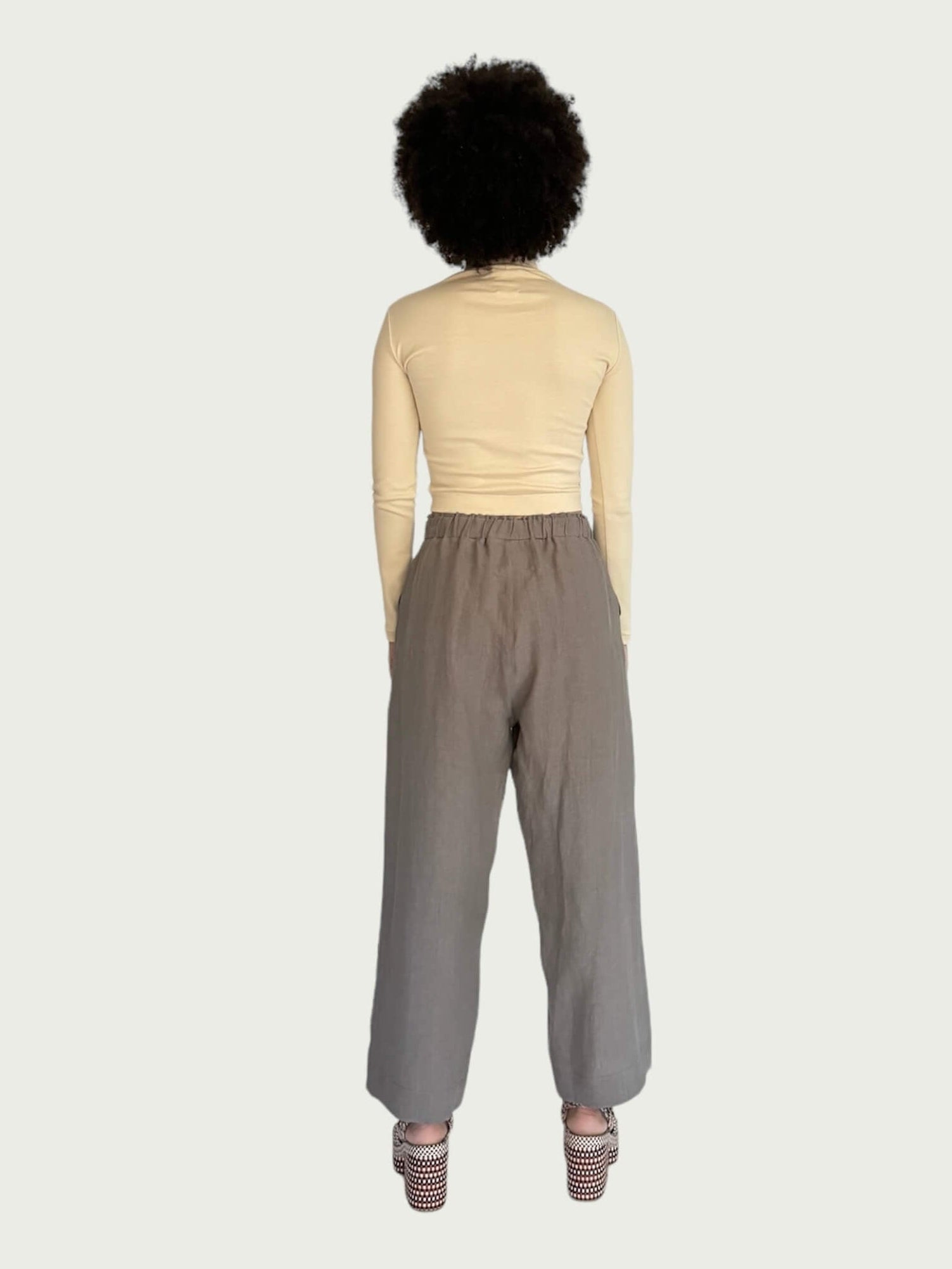 Linen Wide-Leg Pant in Grey