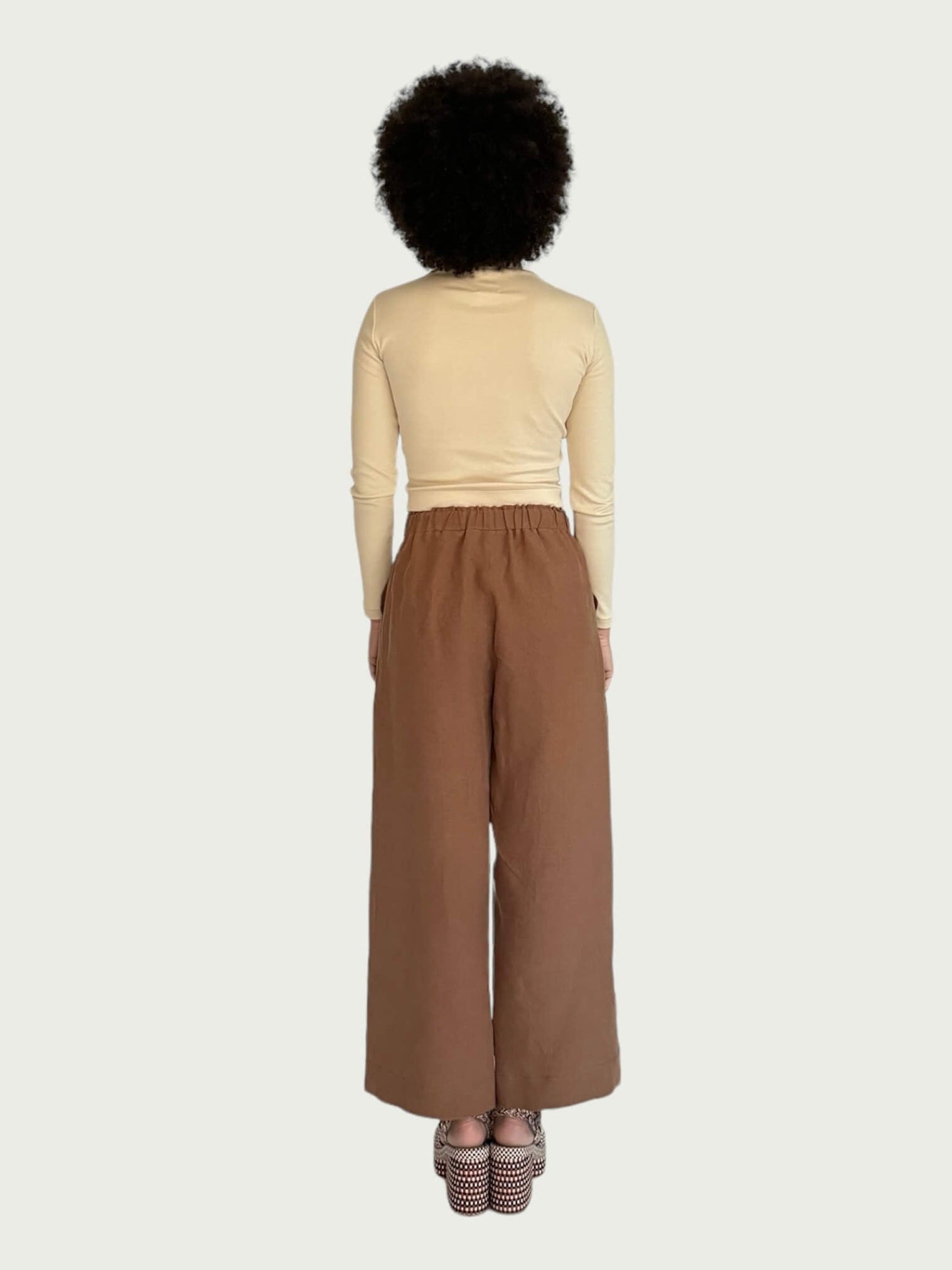 Linen Wide-Leg Pant in Cacao