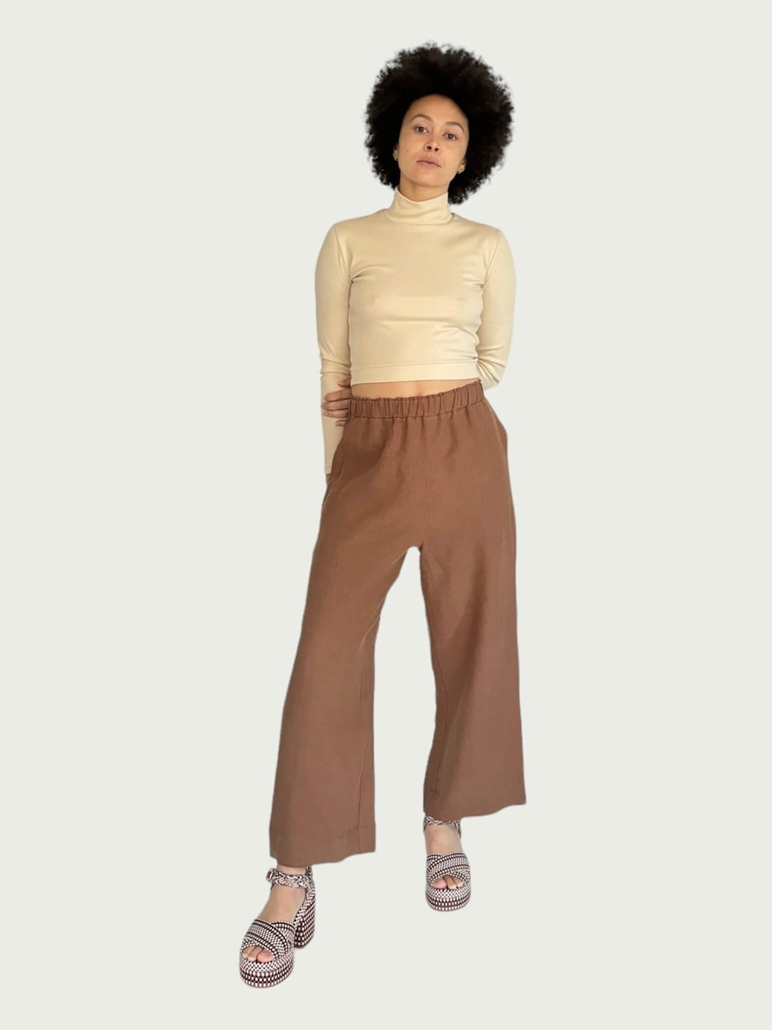 Linen Wide-Leg Pant in Cacao