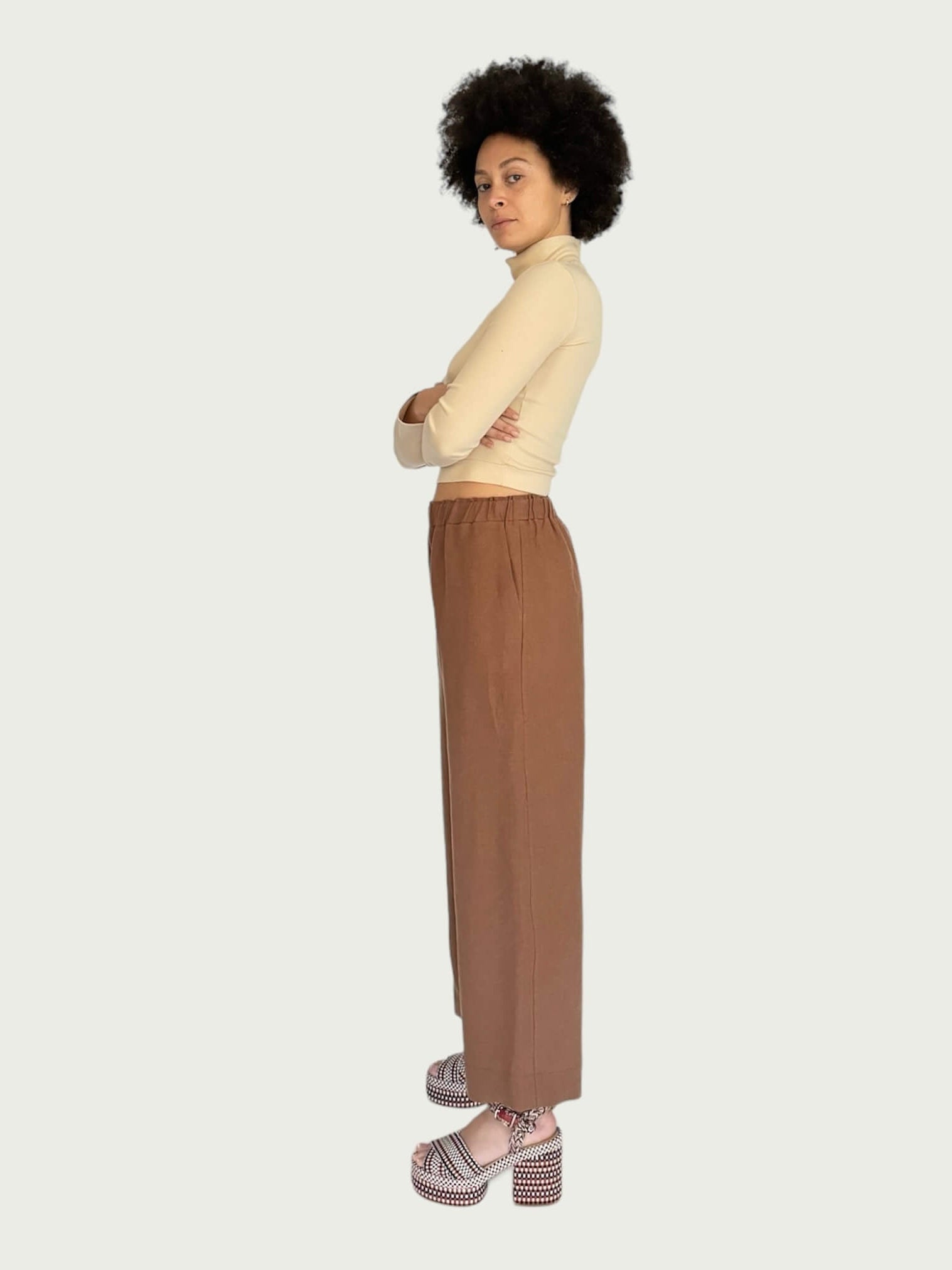 Linen Wide-Leg Pant in Cacao