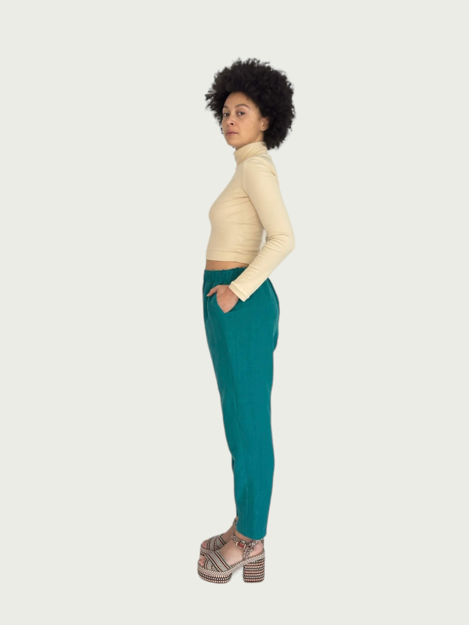 Linen Daily Slacks in Teal