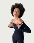 Technical Off-Shoulder Long Line in Black