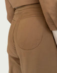 Cotton Wide-Leg Trouser in Camel