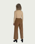 Cotton Wide-Leg Trouser in Camel