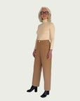 Cotton Wide-Leg Trouser in Camel