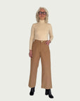 Cotton Wide-Leg Trouser in Camel