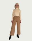 Cotton Wide-Leg Trouser in Camel