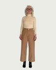 Cotton Wide-Leg Trouser in Camel