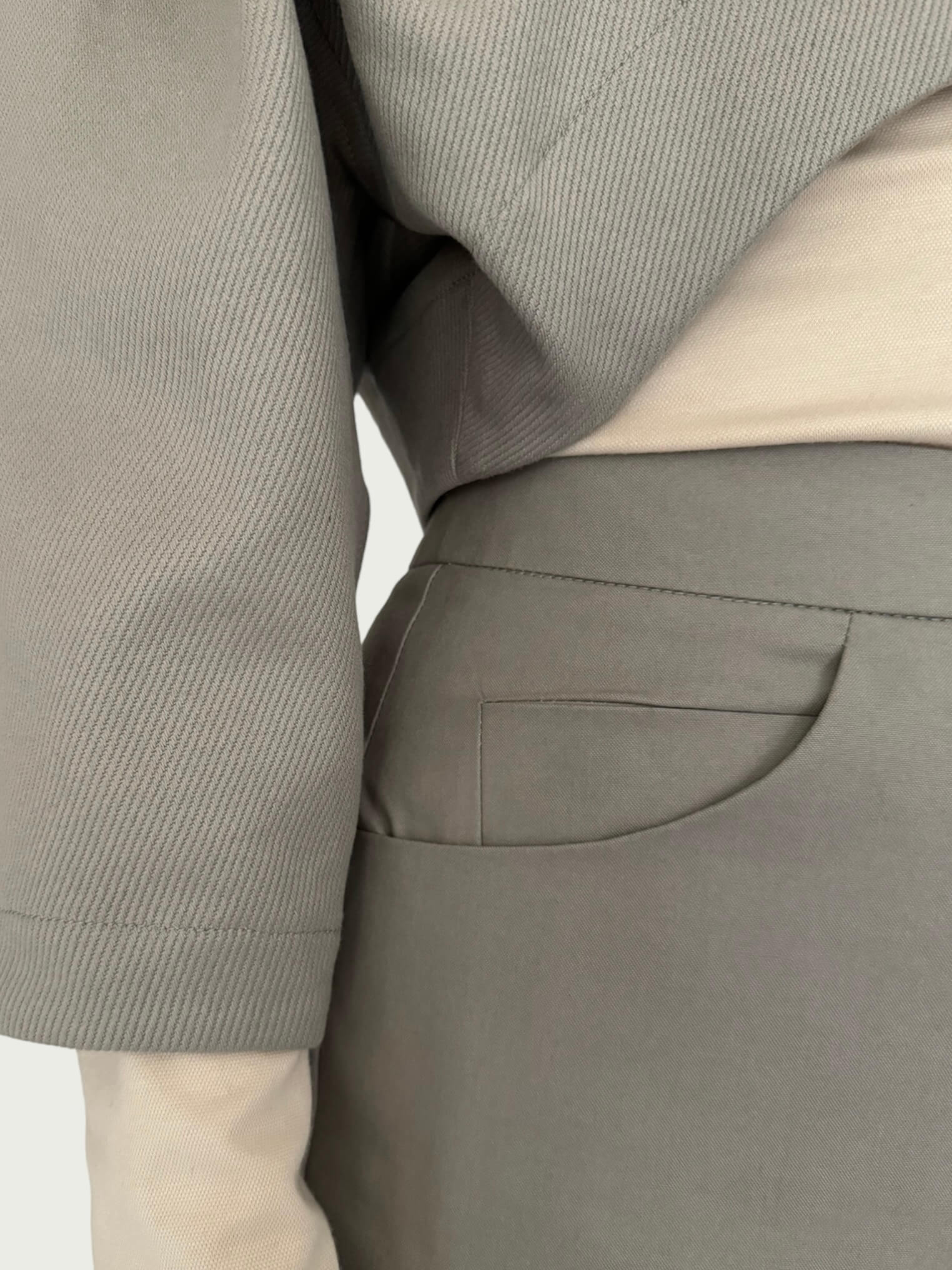 Cotton Wide-Leg Trouser in Dove Grey