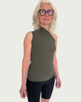 Asymmetrical Longline Tank in Royal Fern
