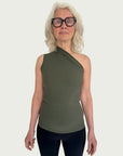 Asymmetrical Longline Tank in Royal Fern