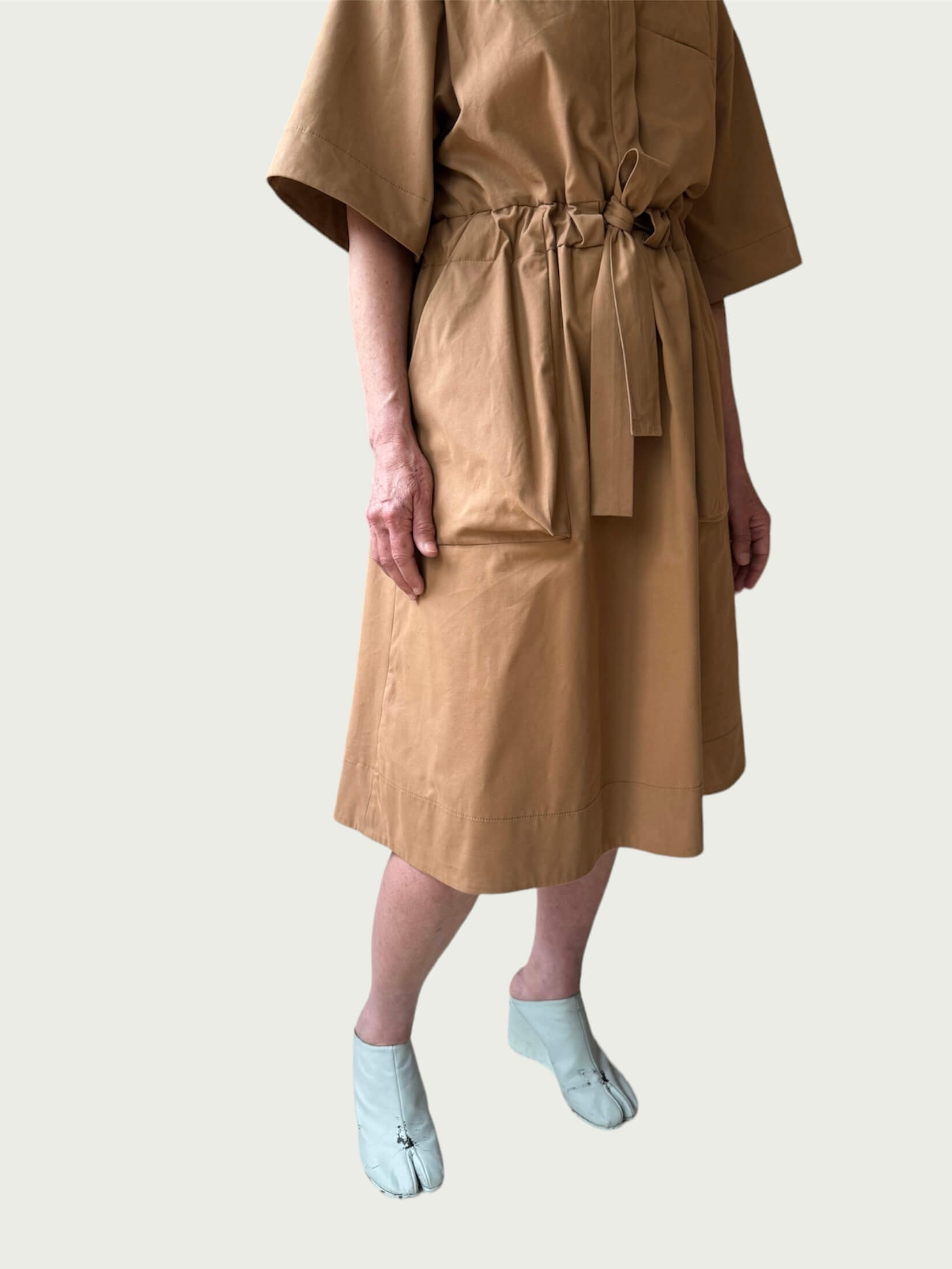 Cargo Midi Dress in Camel