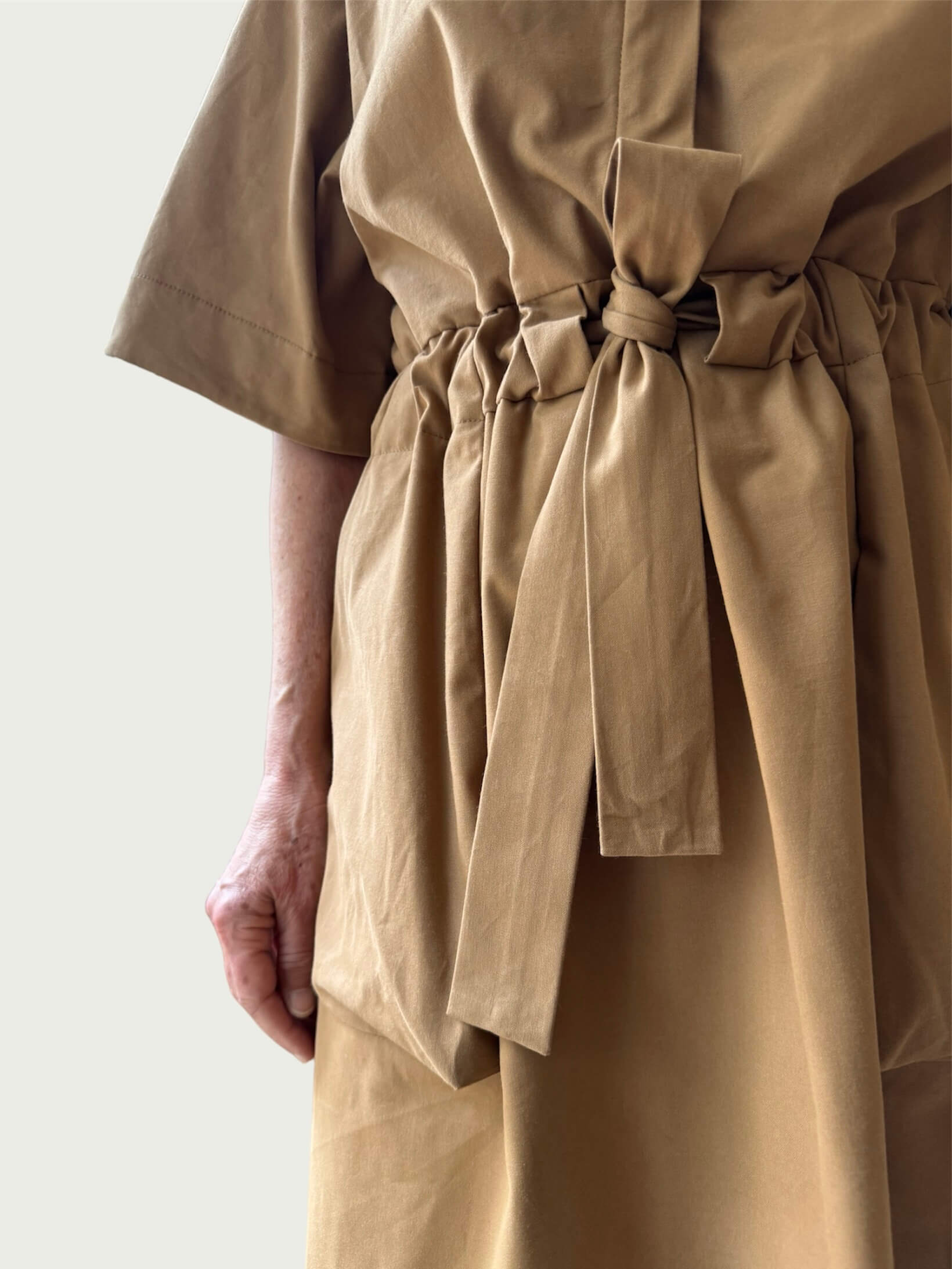 Cargo Midi Dress in Camel