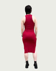 Ribbed Column Tank Dress in Raspberry