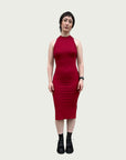 Ribbed Column Tank Dress in Raspberry