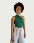 Asymmetrical Tank Top in Tennis Court Green