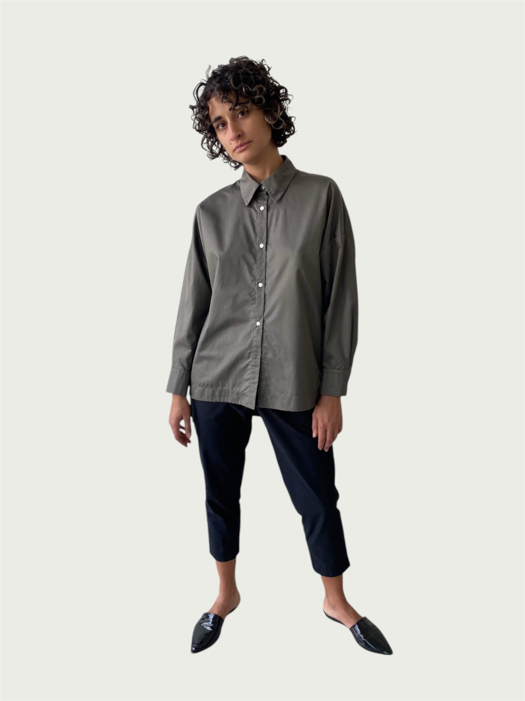 Cotton Dress Shirt in Laurel Grey, large / OG Price: $285.00
