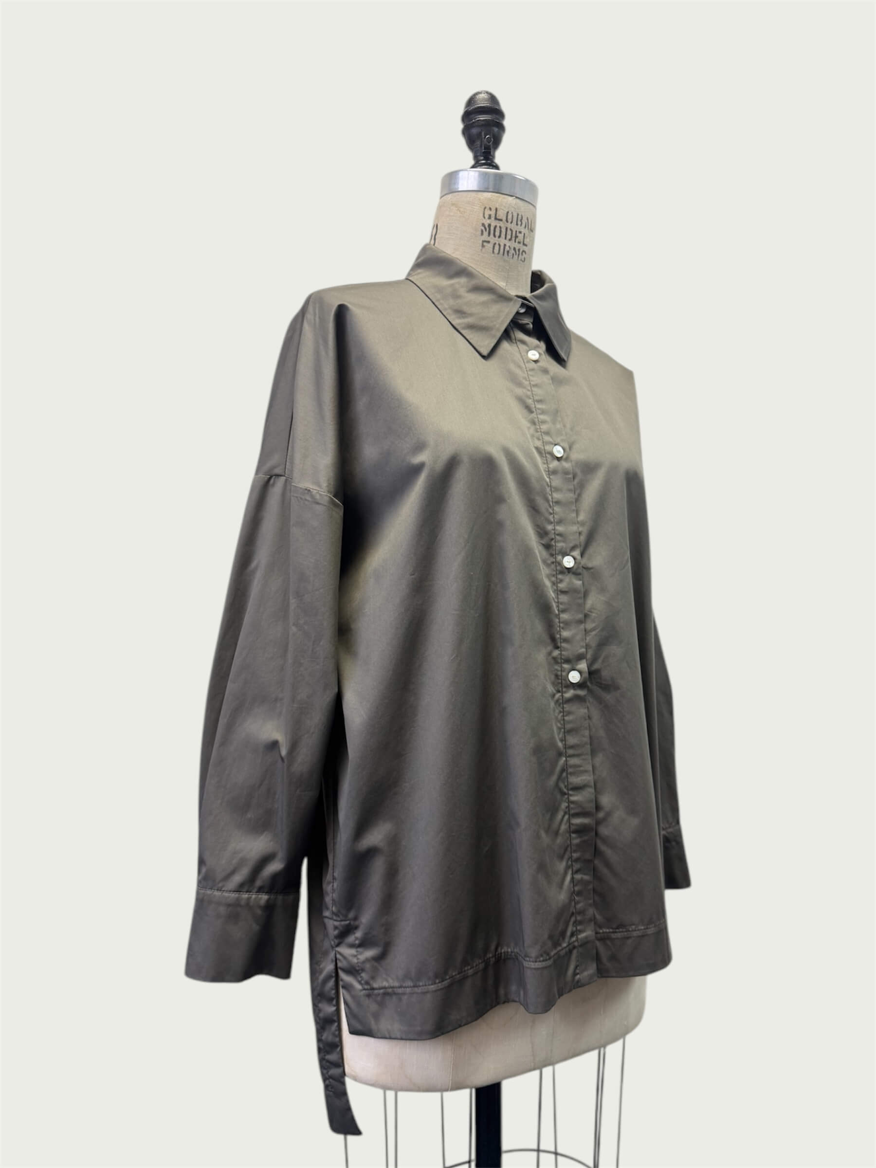 Cotton Dress Shirt in Laurel Grey, large / OG Price: $285.00