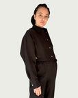 Linen Arc Button Up in Black
