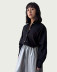 Cotton Arc Button Up in Black