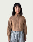 Cotton Arc Button Up in Camel