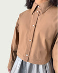 Cotton Arc Button Up in Camel