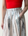 Full Tempo Maxi Skirt — Foil Form I,  Winter Peach with Silver Foil