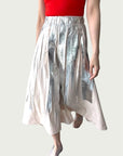 Full Tempo Maxi Skirt — Foil Form I,  Winter Peach with Silver Foil