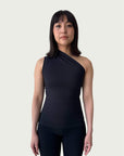 Asymmetrical Longline Tank in Black