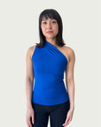Asymmetrical Longline Tank in Electric Blue