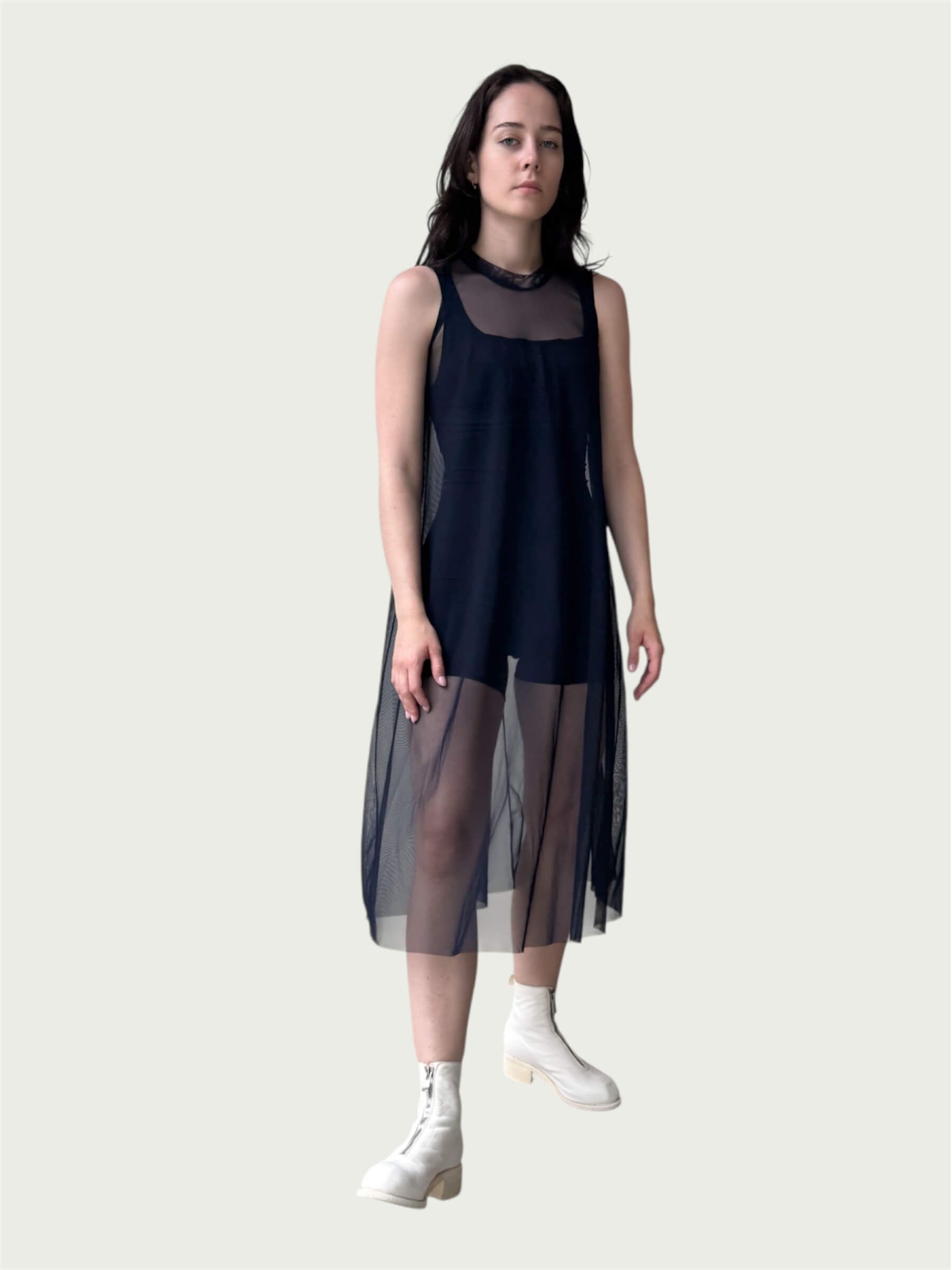 Mesh A-Frame Dress in Real Navy