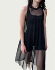 Mesh A-Frame Dress in Khol Black