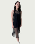 Mesh A-Frame Dress in Khol Black
