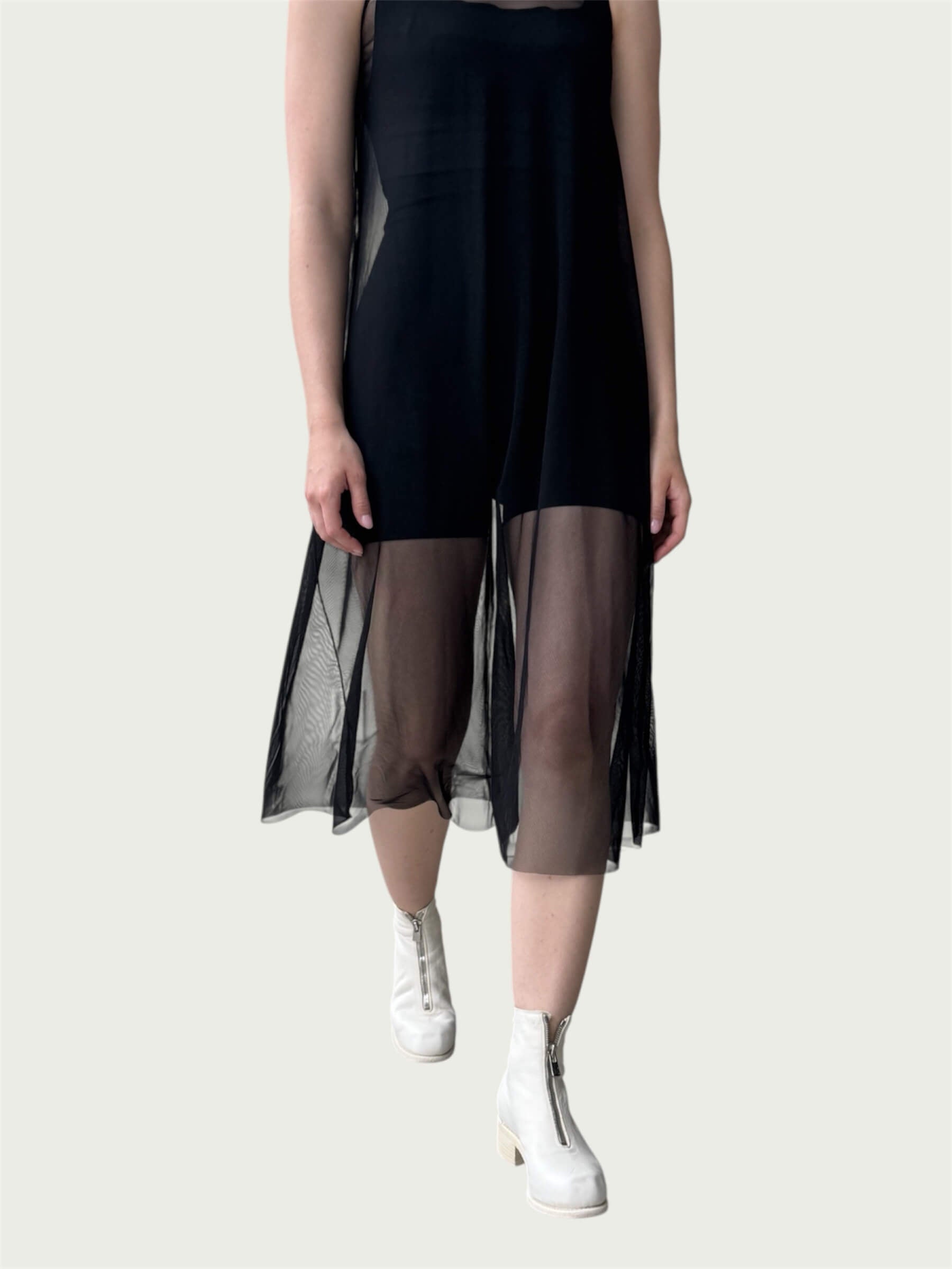 Mesh A-Frame Dress in Khol Black