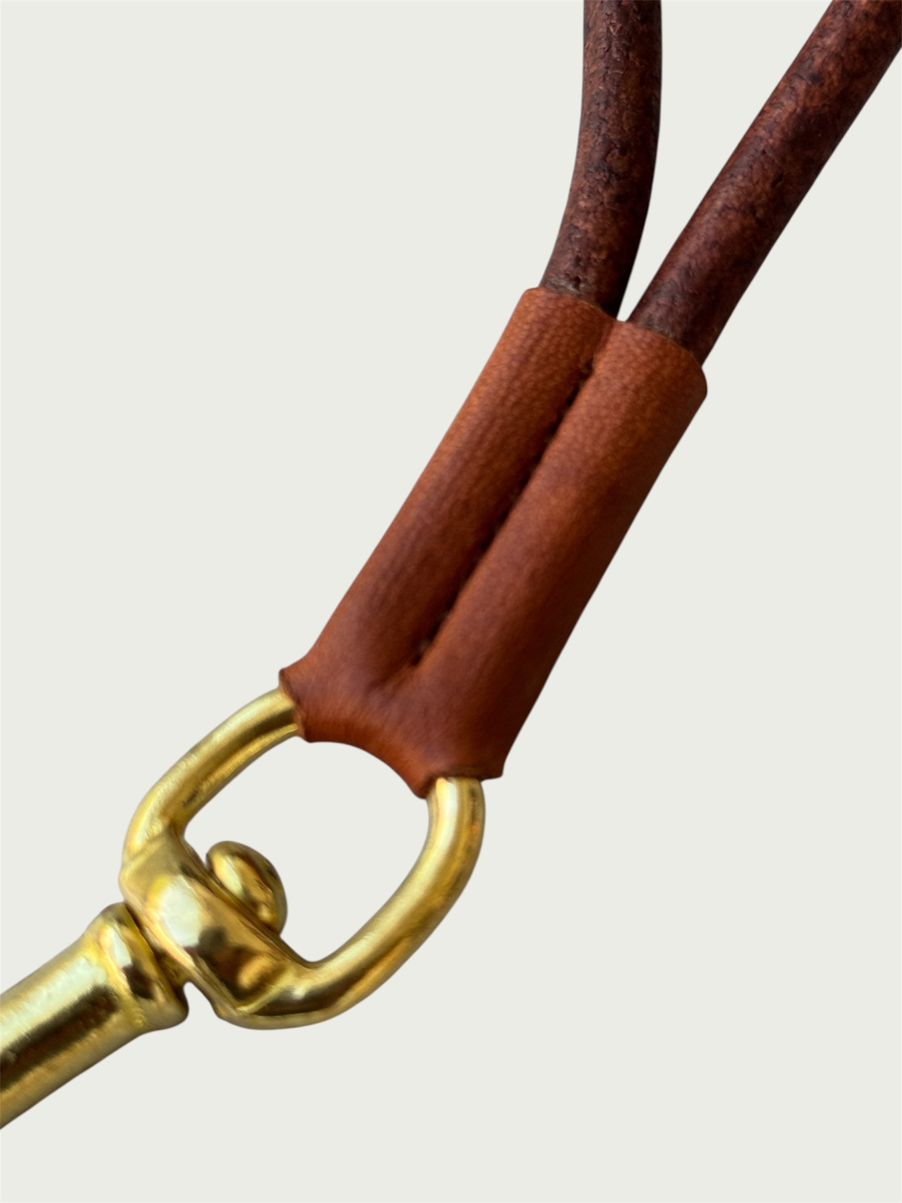 Close up of texture on Wildgrain Leather Essential Loop Wrist Strap in Cognac.