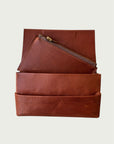 Pleated Wallet in Wildgrain Leather - Cognac
