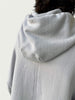 Rear view of double layered hood on Organic Contoured Cotton A.D.C. Hoodie in Porcelain.