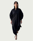 Air Loom Integral Button Up Long Shirt in Black