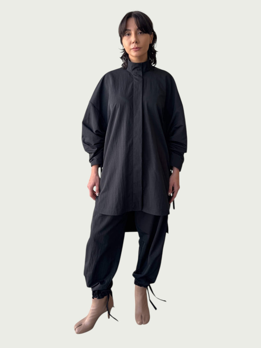 Airloom Integral Button Up Long Shirt in Muted Black