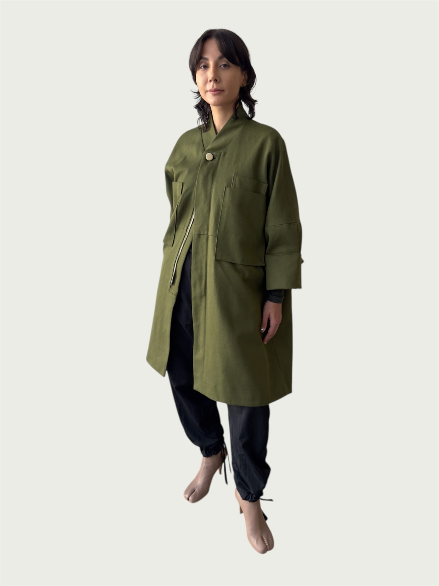 Parachute Overcoat in Lucid Olive – Italian Cotton Heavy Twill