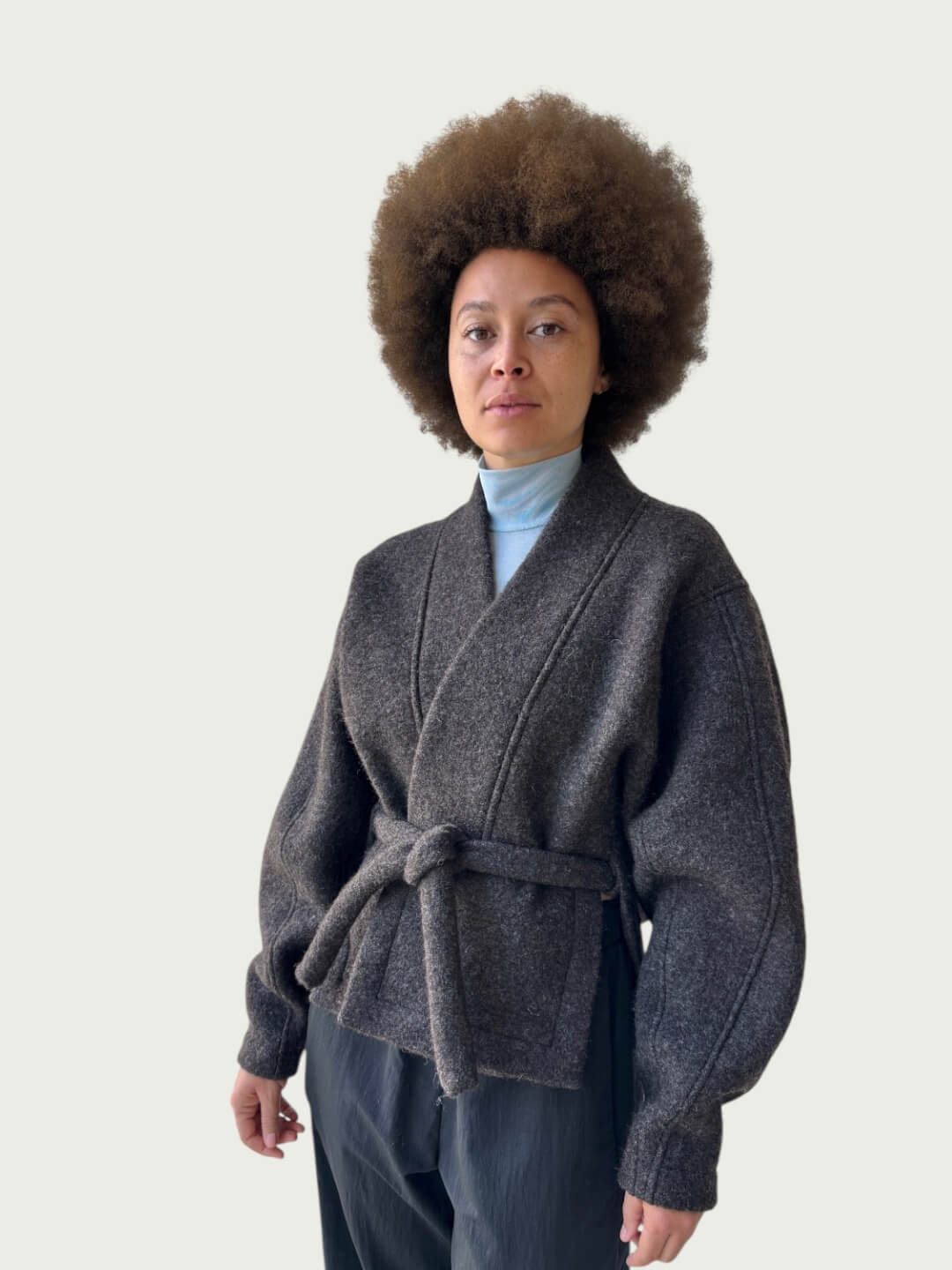 Vitruvian Wrap Coat in Wood Smoke