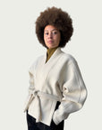 Vitruvian Wrap Coat in Alabaster
