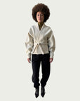 Vitruvian Wrap Coat in Alabaster