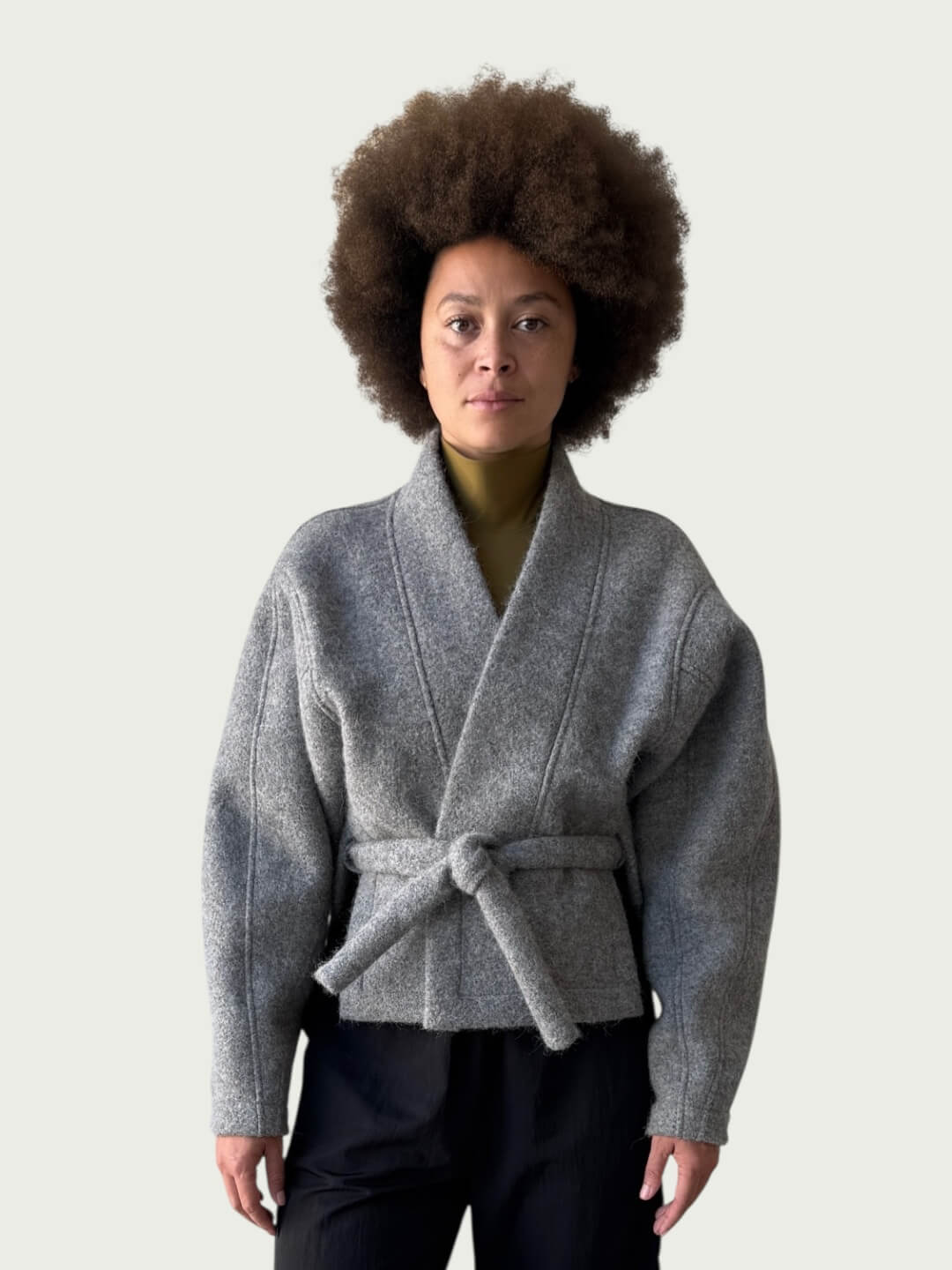 Vitruvian Wrap Coat in Eileen Gray