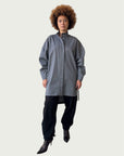Japanese Denim Integral Button Up Long Shirt in Wet Cement